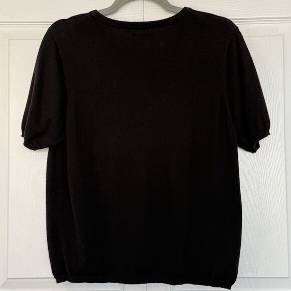 Chelsea Cambell Black Embellished Short Sleeve Pullover Sweater Women’s Size XL - Picture 5 of 7